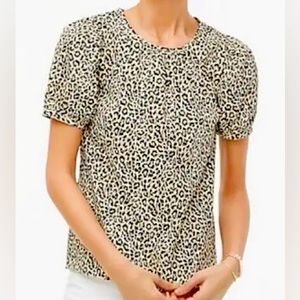 J Crew Leopard Puff Sleeve Top NWT